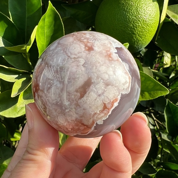 Flower Agate Sphere With Banding - Picture 8 of 10